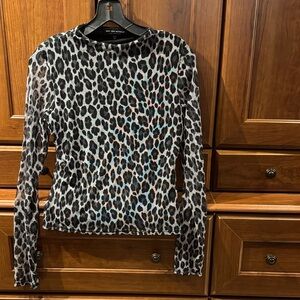 See You Monday Black and Gray Animal Print Long Sleeve Top